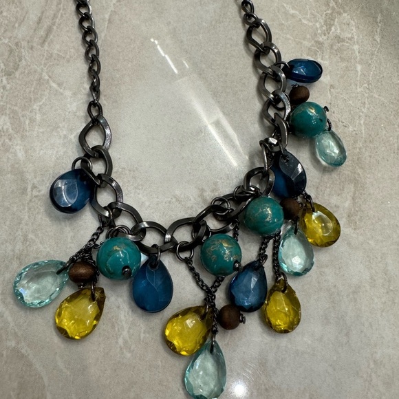 Blue and gold statement necklace #statementjewellery - Picture 3 of 6